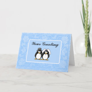 Tarjeta de novia y pingüino de Groom