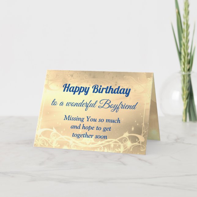 Tarjeta de novio cumpleaños feliz de distancia (Anverso)