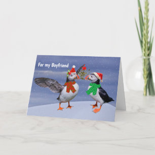 Tarjeta de novio de frailecillos festivos