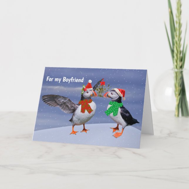 Tarjeta de novio de frailecillos festivos (Anverso)