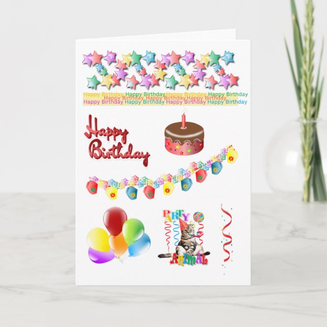 Tarjeta de Nube de Palabras de Feliz Cumpleaños (Anverso)