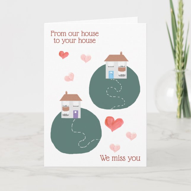 Tarjeta De nuestra casa a tu casa, te extrañamos (Anverso)