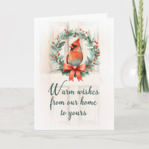 Tarjeta De nuestro hogar al cardenal de festividad Wreath