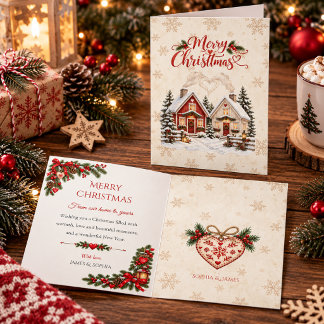 Tarjeta De Nuestro Hogar al Tuyo Cabañas Navideñas Nórdica