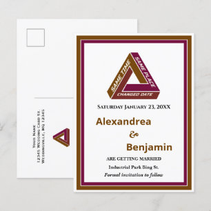 Tarjeta de nueva fecha de guardar para boda modern
