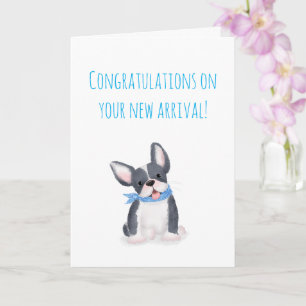 Tarjeta de nueva mascota de cachorro de bulldog fr