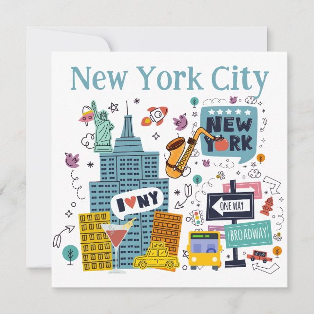 Tarjeta de Nueva York Colorida Personalizada (Anverso)
