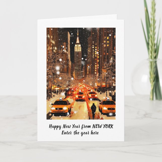 Tarjeta de Nueva York Feliz Año Nuevo 2025 persona (Anverso)