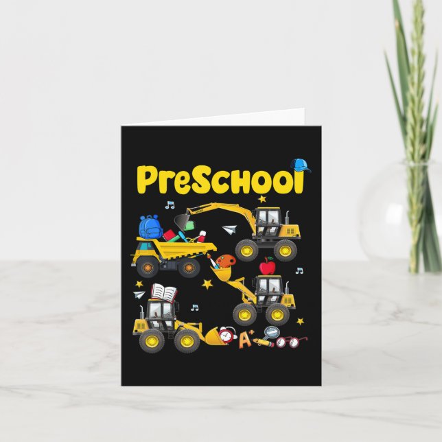 Tarjeta De Nuevo A La Escuela De Excavadores De Preescolar (Anverso)