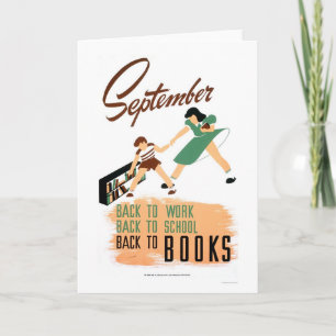 Tarjeta De nuevo al trabajo de la escuela WPA 1940