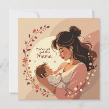 Tarjeta de nuevo bebé para mamá con un mensaje cál