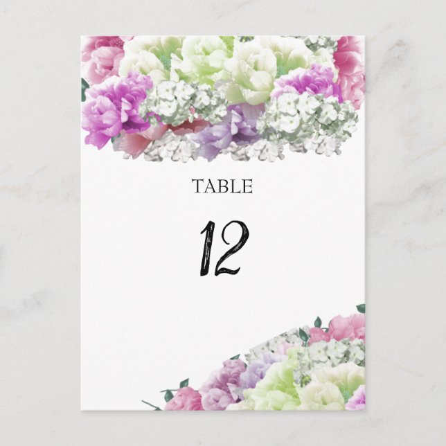 Tarjeta de número de asiento de mesa de flores de  (Anverso)