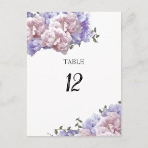 Tarjeta de número de asiento de mesa floral de peo