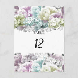 Tarjeta de número de asiento de mesa floral pastel