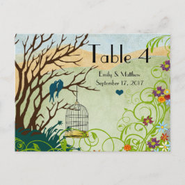 Tarjeta de número de Boda de la jaula de pájaros y