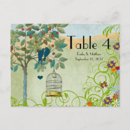 Tarjeta de número de Boda de la jaula de pájaros y