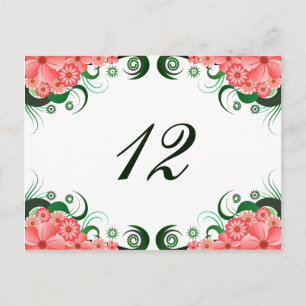 Tarjeta de número de la mesa de recepción de hibis