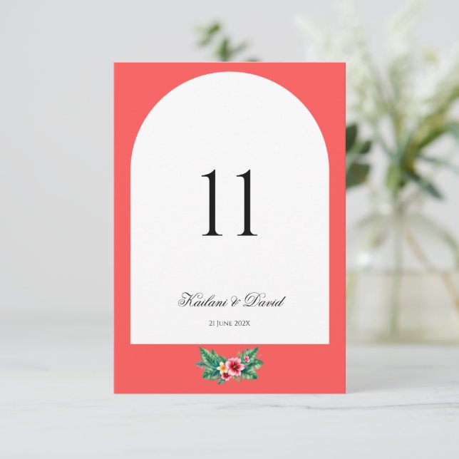 Tarjeta de número de la tabla de temas del boda fl (Anverso de pie)