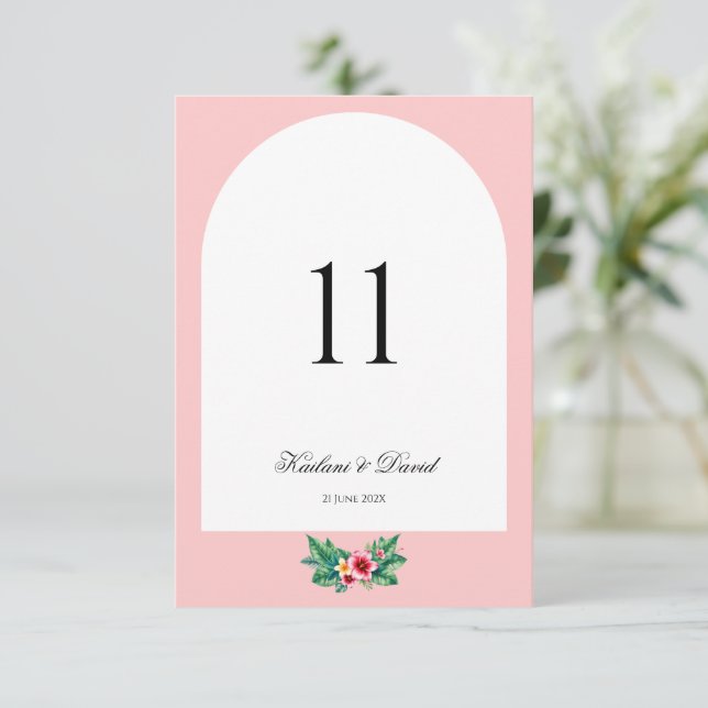 Tarjeta de número de la tabla de temas del boda fl (Anverso de pie)