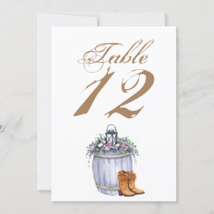 Tarjeta de número de mesa 5x7 Boda de campo de ver
