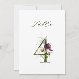 Tarjeta de número de mesa 5x7 Botánico Floral Núme