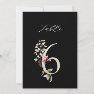 Tarjeta de número de mesa 5x7 Botánico Floral Núme