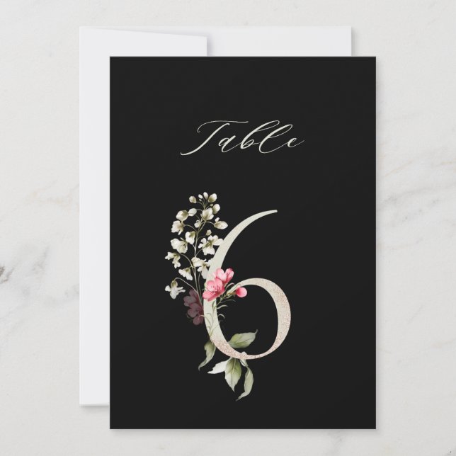 Tarjeta de número de mesa 5x7 Botánico Floral Núme (Anverso)