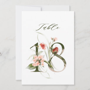 Tarjeta de número de mesa 5x7 Botánico Floral Núme