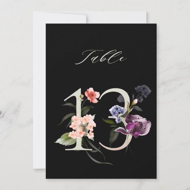 Tarjeta de número de mesa 5x7 Botánico Floral Núme (Anverso)