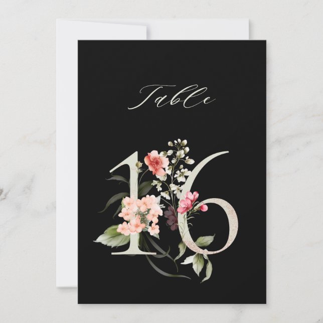 Tarjeta de número de mesa 5x7 Botánico Floral Núme (Anverso)