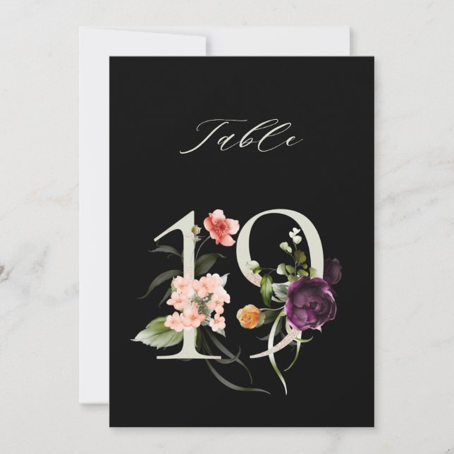 Tarjeta de número de mesa 5x7 Botánico Floral Núme (Anverso)
