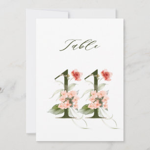 Tarjeta de número de mesa 5x7 Botánico Floral Núme