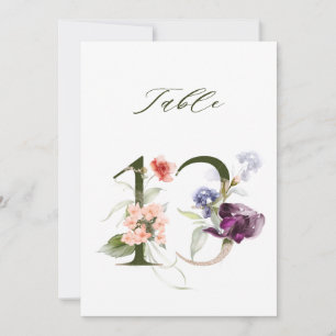 Tarjeta de número de mesa 5x7 Botánico Floral Núme