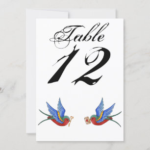 Tarjeta de número de mesa 5x7 Gorrión de tatuaje t