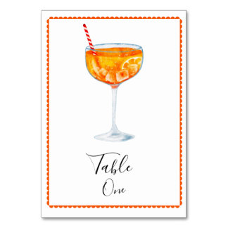 Tarjeta de número de mesa Aperol Spritz
