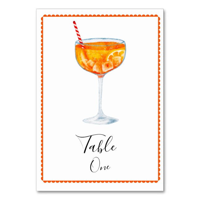 Tarjeta de número de mesa Aperol Spritz (Anverso)