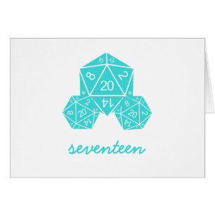 Tarjeta de número de mesa Aqua D20 dados
