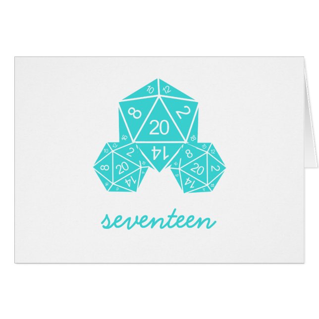 Tarjeta de número de mesa Aqua D20 dados (Anverso (Horizontal))