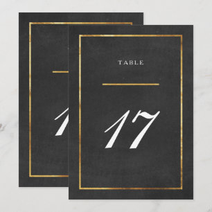 Tarjeta de número de mesa Art Déco moderna en oro
