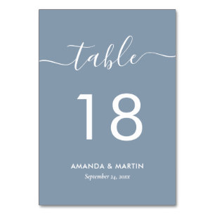 Tarjeta de número de mesa azul turbulenta moderna