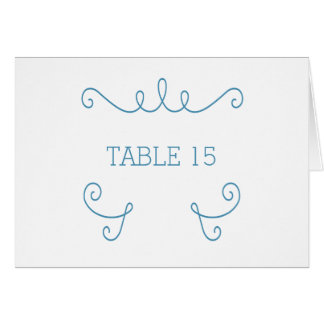 Tarjeta de número de mesa azul y brillante