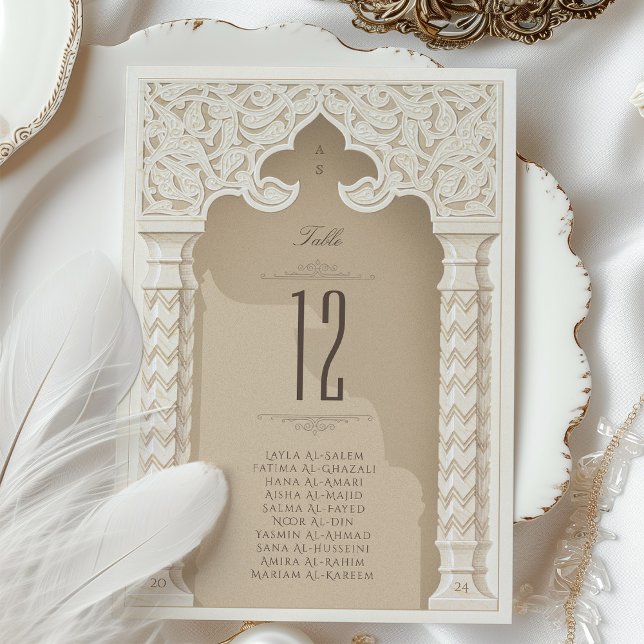 Tarjeta de número de mesa Boda árabe de lujo (Subido por el creador)