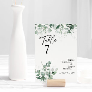Tarjeta de número de mesa Boda blanco de verde mod