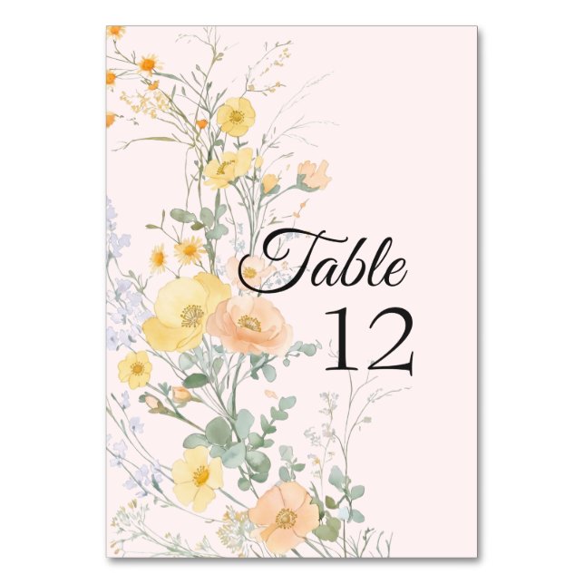Tarjeta de Número de Mesa Botánica de Flor Silvest (Anverso)