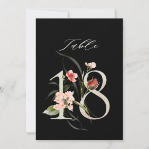 Tarjeta de número de mesa botánico floral 5x7 Núme