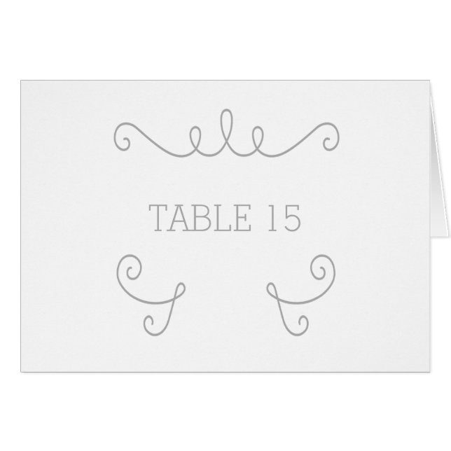 Tarjeta de número de mesa brillante gris y sinusal (Anverso (Horizontal))