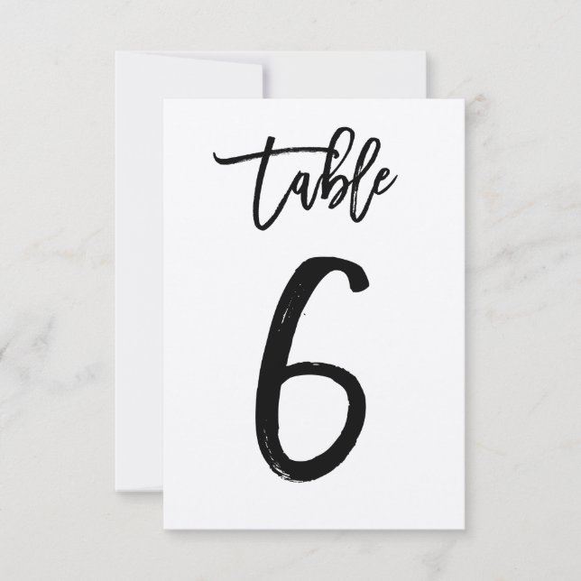 Tarjeta de número de mesa Chic Hand Letter Kraft | (Anverso)