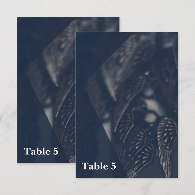 Tarjeta de número de mesa con alas de ángel oscuro (Anverso / Reverso)