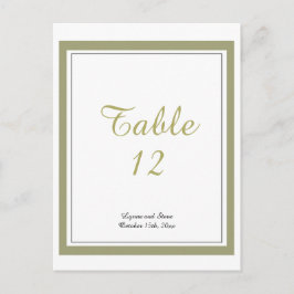 Tarjeta de número de mesa con borde dorado
