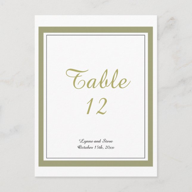 Tarjeta de número de mesa con borde dorado (Anverso)